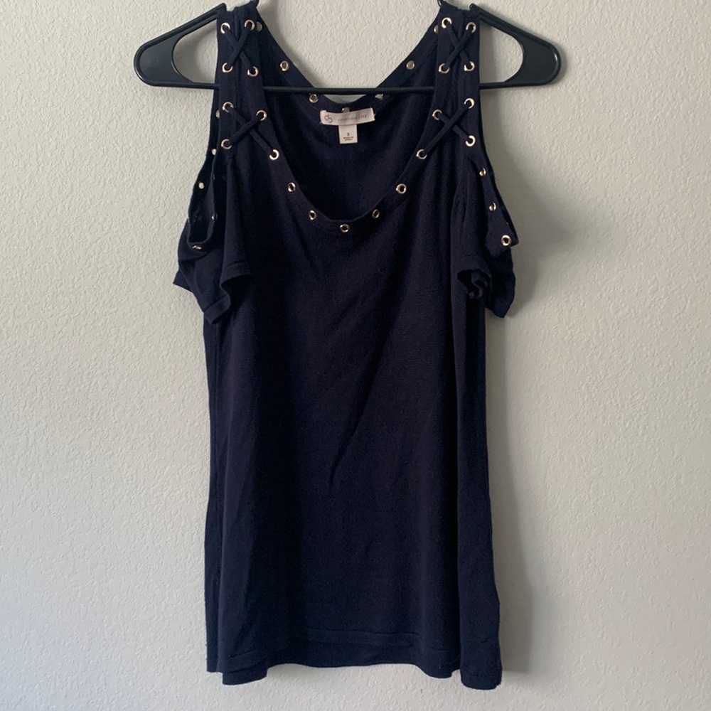 Navy Short Sleeve Blouse